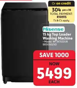 Makro Hisense 15 kg Top Loader Washing Machine offer