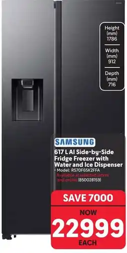 Makro SAMSUNG 617 L AI Side-by-Side Fridge Freezer with Water and Ice Dispenser offer