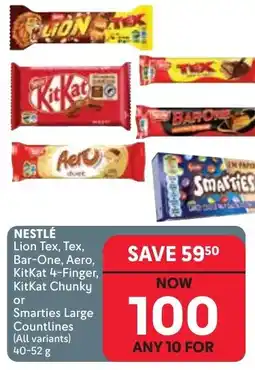 Makro Nestlé Lion Tex, Tex, Bar-One, Aero, KitKat 4-Finger, KitKat Chunky or Smarties Large Countlines offer