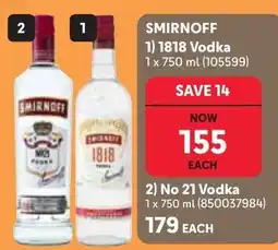 Makro SMIRNOFF 1818 Vodka offer