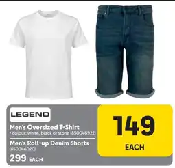 Makro Legend Men's Oversized T-Shirt Men's Roll-up Denim Shorts offer