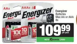 Spar Energizer Batteries Max AA or AAA 8s offer