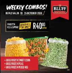 Bluff Meat Supply Frozen sweet corn + frozen peas + frozen mixed veg offer