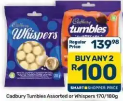 Pick n Pay Hypermarket Cadbury Tumbles Assorted or Whispers offer