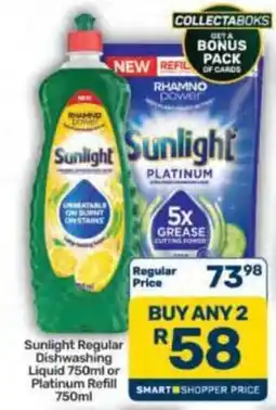 Pick n Pay Hypermarket Sunlight Dishwashing Liquid or Platinum Refill offer