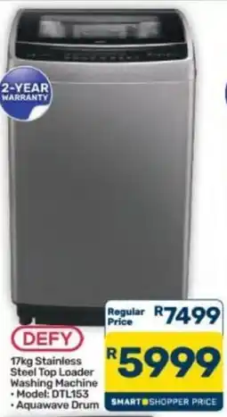 Pick n Pay Hypermarket DEFY 17kg Stainless Steel Top Loader Washing Machine offer