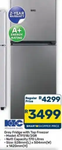 Pick n Pay Hypermarket KTC Grey Fridge with Top Freezer offer