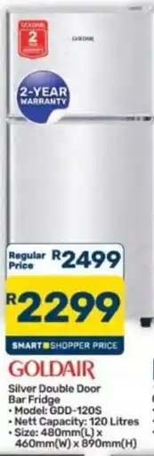 Pick n Pay Hypermarket Goldair Silver Double Door Bar Fridge offer