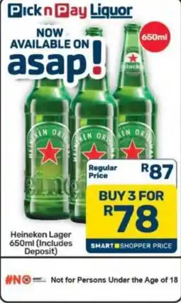 Pick n Pay Hypermarket Heineken Lager offer