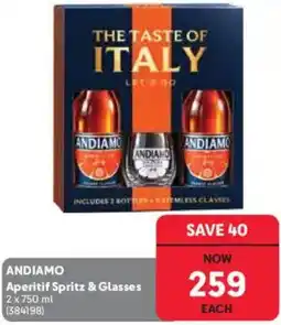 Makro’s liquor ANDIAMO Aperitif Spritz & Glasses offer