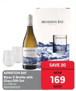 Makro’s liquor ARNISTON BAY Blanc 2-Bottle with Glass Gift Set offer