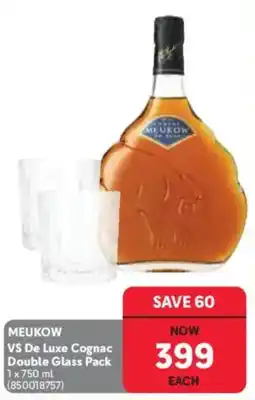 Makro’s liquor MEUKOW VS De Luxe Cognac Double Glass Pack offer