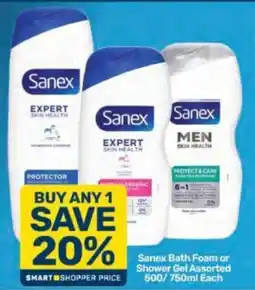 Pick n Pay Sanex Bath Foam or Shower Gel Assorted offer