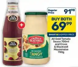 Pick n Pay Hypermarket All Gold Tomato Sauce and Cross & Blackwell Mayonnaise offer