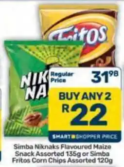 Pick n Pay Hypermarket Simba Niknaks Flavoured Maize Snack Assorted offer