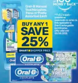Pick n Pay Oral-B Manual Toothbrushes Floss or Paste Assorted offer