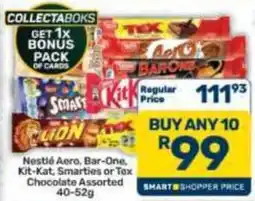 Pick n Pay Hypermarket Nestlé Aero Bar-One Kit-Kat Smarties or Tex Chocolate Assorted offer