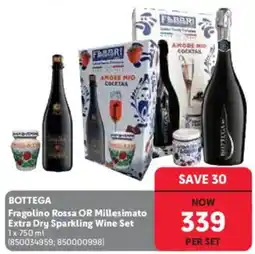Makro’s liquor BOTTEGA Fragolino Rossa OR Millesimato Extra Dry Sparkling Wine Set offer