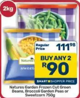 Pick n Pay Hypermarket Natures Garden Frozen Cut Green Beans, Broccoli Garden Peas or Sweetcorn offer