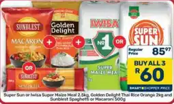 Pick n Pay Hypermarket Super Sun or Iwisa Super Maize Meal or Golden Delight Thai Rice or Sunblest Spaghetti or Macaroni offer