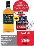 Makro Tullamore dew irish whiskey triple blend 1 x 750 ml (919308) + 6 x 330 ml devil's peak lager offer