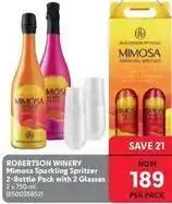 Makro Robertson winery - mimosa sparkling spritzer 2-bottle pack with 2 glasses (850035852) offer