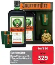 Makro Jagermeister - herbal liqueur with 2 green shot glasses (398368) offer