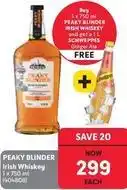 Makro Schweppes - peaky blinder irish whiskey 1 x 750 ml + 1 l schweppes ginger ale offer