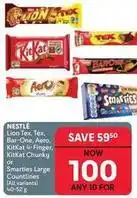Makro Nestlé - lion, tex, bar-one, aero, kitkat 4-finger, kitkat chunky or smarties large countlines offer