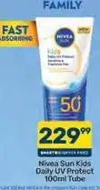 Pick n Pay Nivea - kids daily uv protect sensitive & fragrance free 100ml tube offer