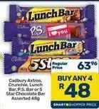 Pick n Pay Hypermarket Cadbury - astros, crunchie, lunch bar, p.s. bar or 5 star chocolate bar offer
