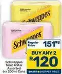 Pick n Pay Hypermarket Schweppes - tonic water assorted cans offer
