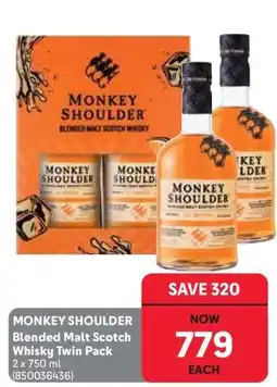 Makro MONKEY SHOULDER Blended Malt Scotch Whisky Twin Pack offer