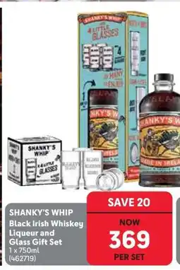 Makro SHANKY'S WHIP Black Irish Whiskey Liqueur and Glass Gift Set offer