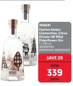 Makro MIRARI Festive Amber Clementine, Citrus Drizzle OR Wild Elderflower Gin offer