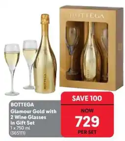 Makro BOTTEGA Glamour Gold with 2 Wine Glasses in Gift Set offer