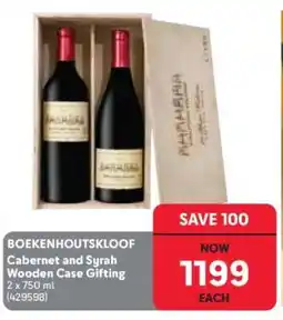 Makro BOEKENHOUTSKLOOF Cabernet and Syrah Wooden Case Gifting offer