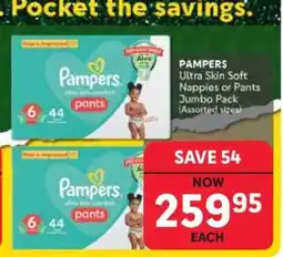 Makro Pampers Ultra Skin Soft Nappies or Pants Jumbo Pack offer