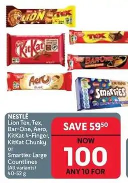 Makro Nestlé Lion Tex, Tex, Bar-One, Aero, KitKat 4-Finger, KitKat Chunky or Smarties Large Countlines offer