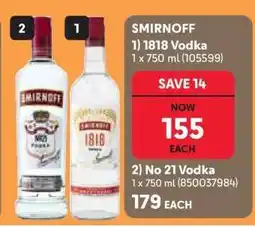 Makro SMIRNOFF 1818 VODKA offer