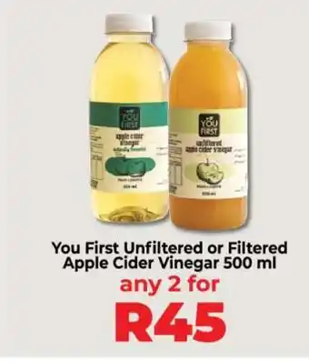 Food Lover's Market You First Unfiltered or Filtered Apple Cider Vinegar 500 ml offer