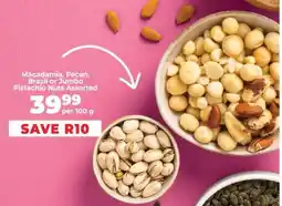 Food Lover's Market Macadamia, Pecan, Brazil or Jumbo Pistachio Nuts Assorted offer