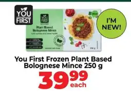 Food Lover's Market You First Frozen Plant Based Bolognese Mince 250 g offer