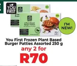 Food Lover's Market You First Frozen Plant Based Burger Patties Assorted 250 g offer