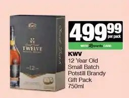 Spar Tops KWV 12 Year Old Small Batch Potstill Brandy Gift Pack offer