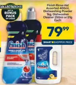Pick n Pay Finish Rinse Aid Assorted 400ml, Dishwashing Powder 1kg, Dishwasher Cleaner 250ml or 51g Each offer