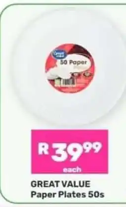 Game GREAT VALUE Paper Plates 50s offer