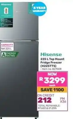 Game Hisense 225 L Top Mount Fridge Freezer (H225TTS) offer