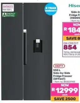 Game Hisense Side-by-Side Fridge Freezer (H800SIA) offer