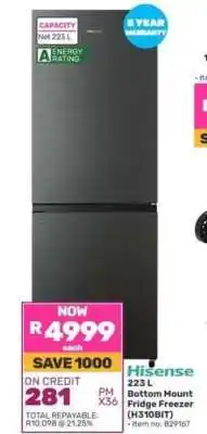 Game Hisense 223 L Bottom Mount Fridge Freezer (H310BIT) offer